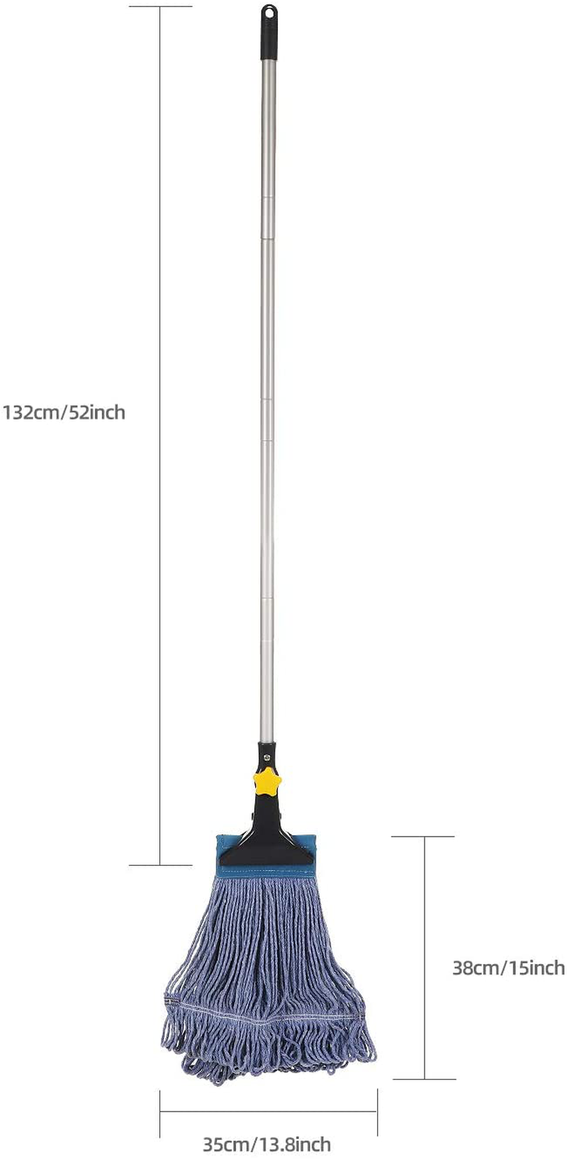 Avelena | Yocada Looped-End String Wischmop Schwerlast Baumwollmop Gewerbliche Industrielle Qualität Eisenstangenklemme Bodenreinigung 52 Zoll lang