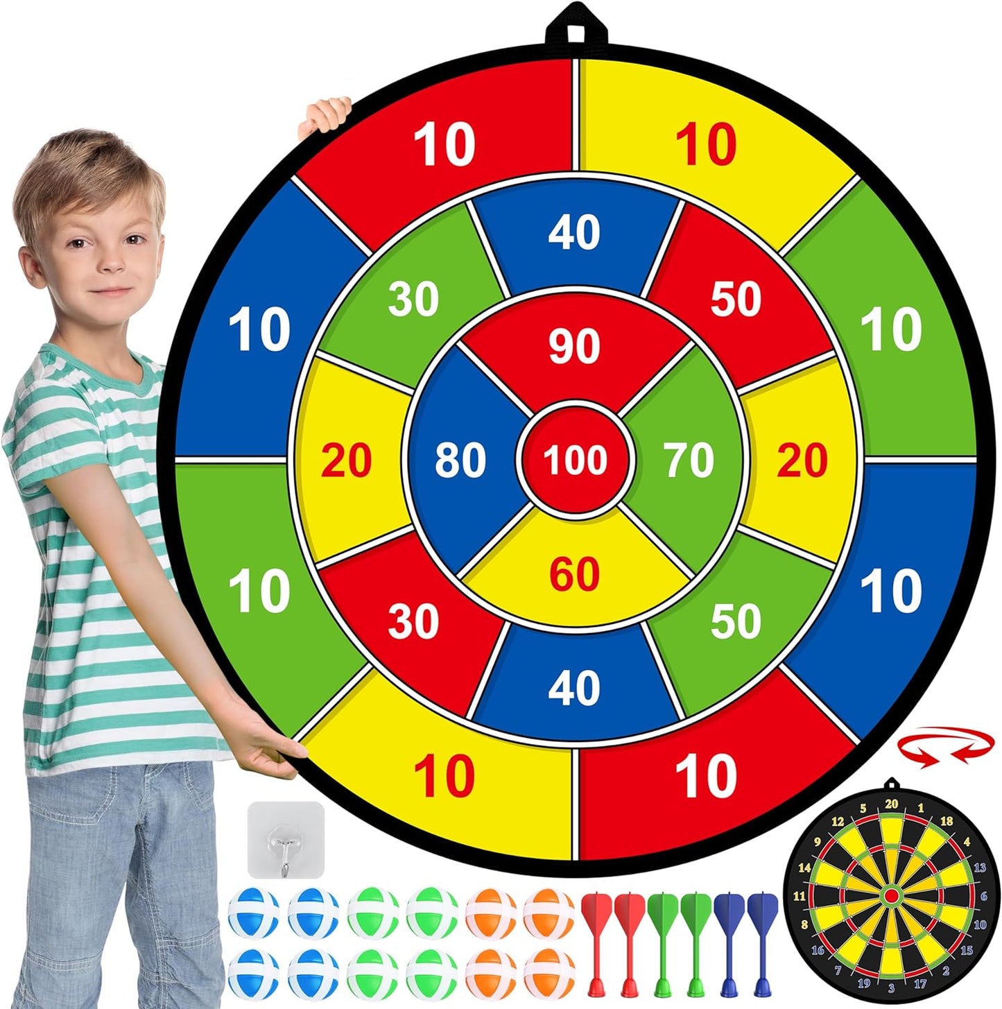 Avelena | Großes doppelseitiges Dartboard für Kinder – Spielen, Lernen und Entspannen