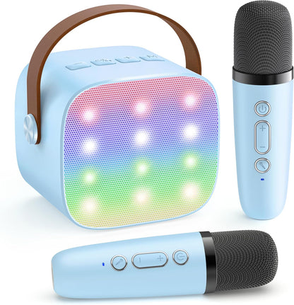 Avelena | Tragbare Mini Karaoke Maschine mit Bluetooth Lautsprecher & 2 Wireless Mikros – Veylo