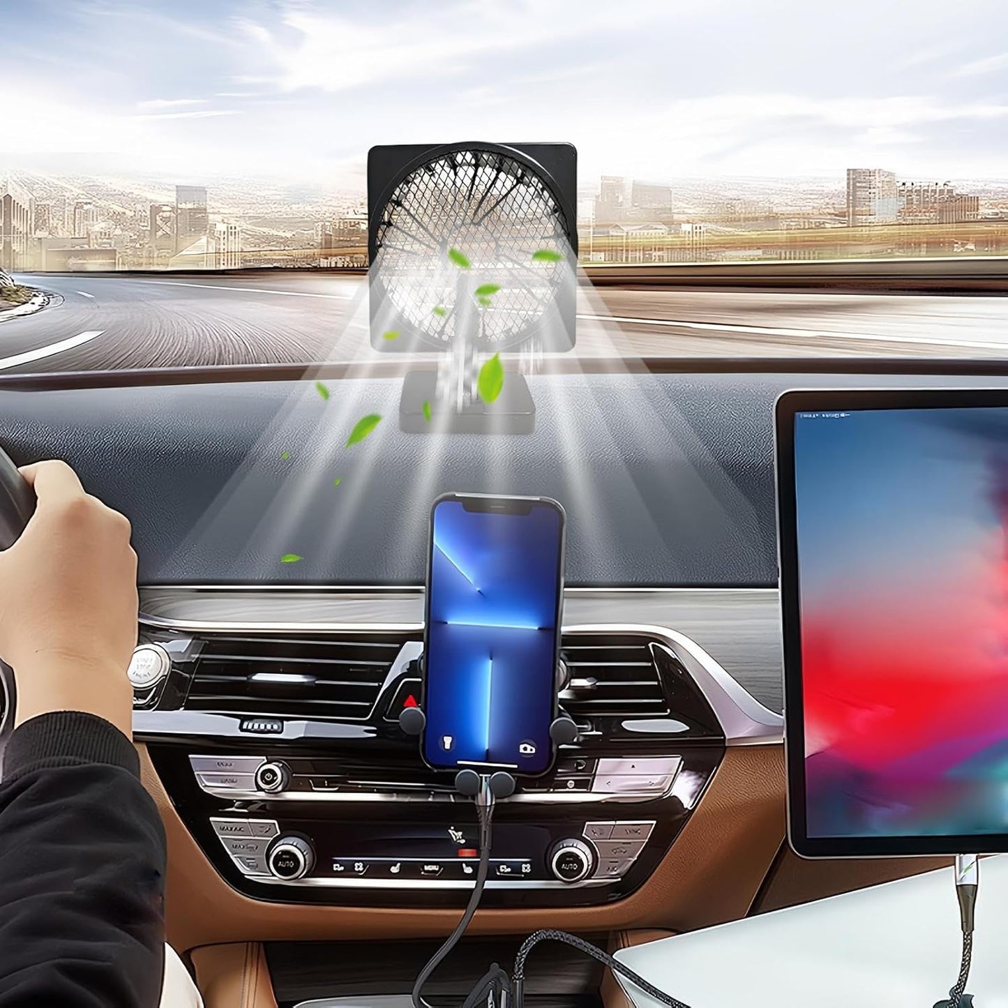 Avelena | 12V USB Luftzirkulator Auto Klimaanlagen Kühler Ventilator mit 360° Rotation (1+1 KOSTENLOS) – Aurovent