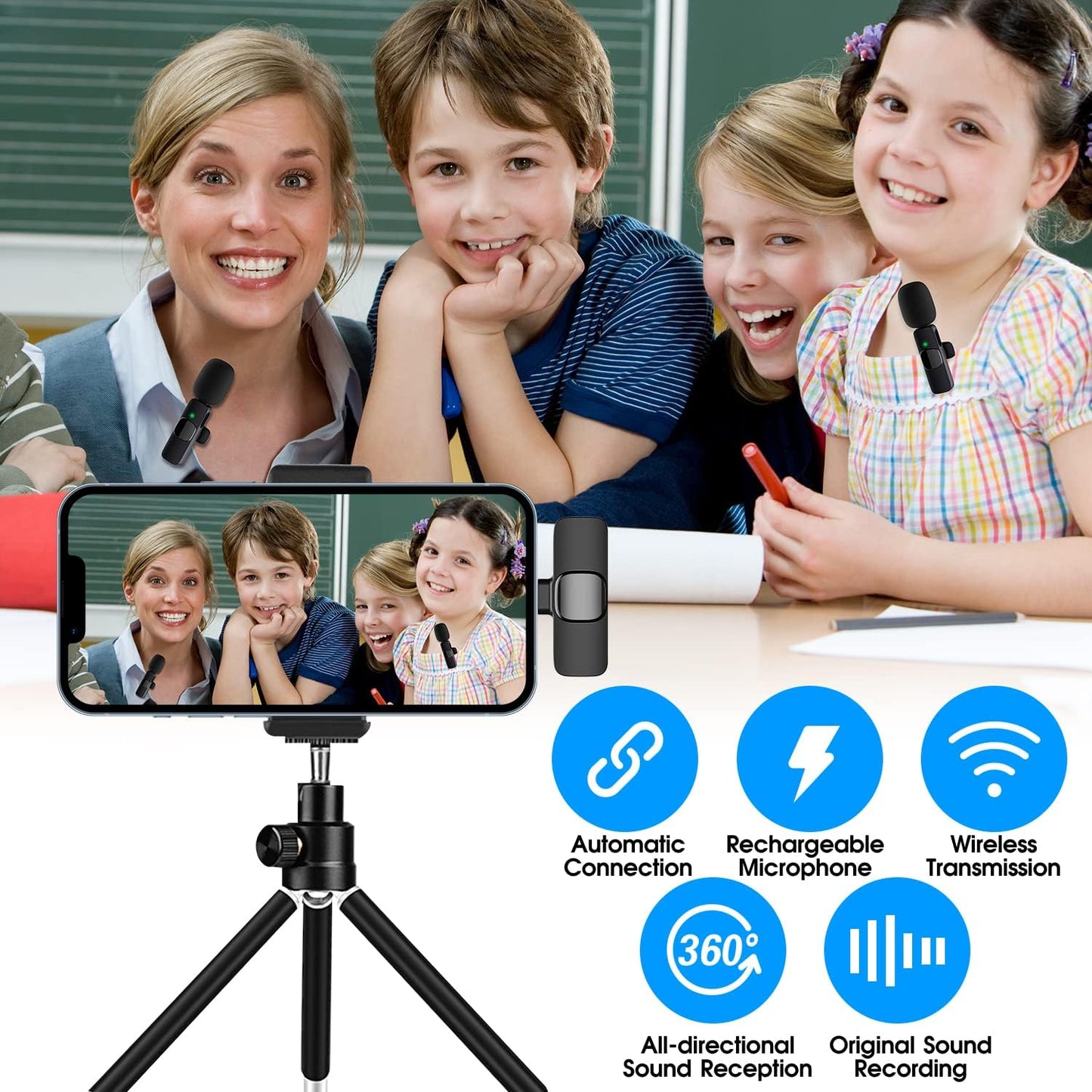 Avelena | 2-Pack kabelloses Mikrofon für iPhone iPad