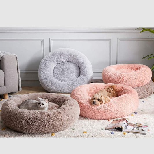 Avelena | Runder Plüsch Beruhigender Donut Hundebett für kleine bis große Hunde