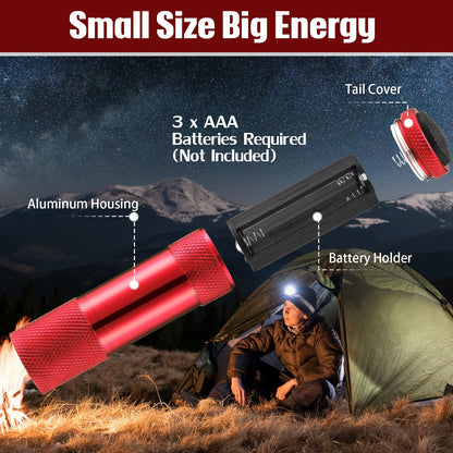 Avelena | Vihose Mini Taschenlampen 20 Stk Rot Led Handheld Aluminium Licht für Kinder Notfälle Camping