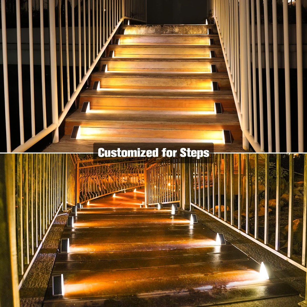 Avelena | Wasserdichte Solar LED Treppenbeleuchtung - Außenbeleuchtung für Treppen, Wege und Terrassen