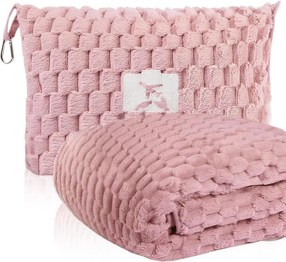 Avelena | Verpackbares Flanell-Reise-Decke mit Kissenbeutel und Gepäckschlauch – Trevora