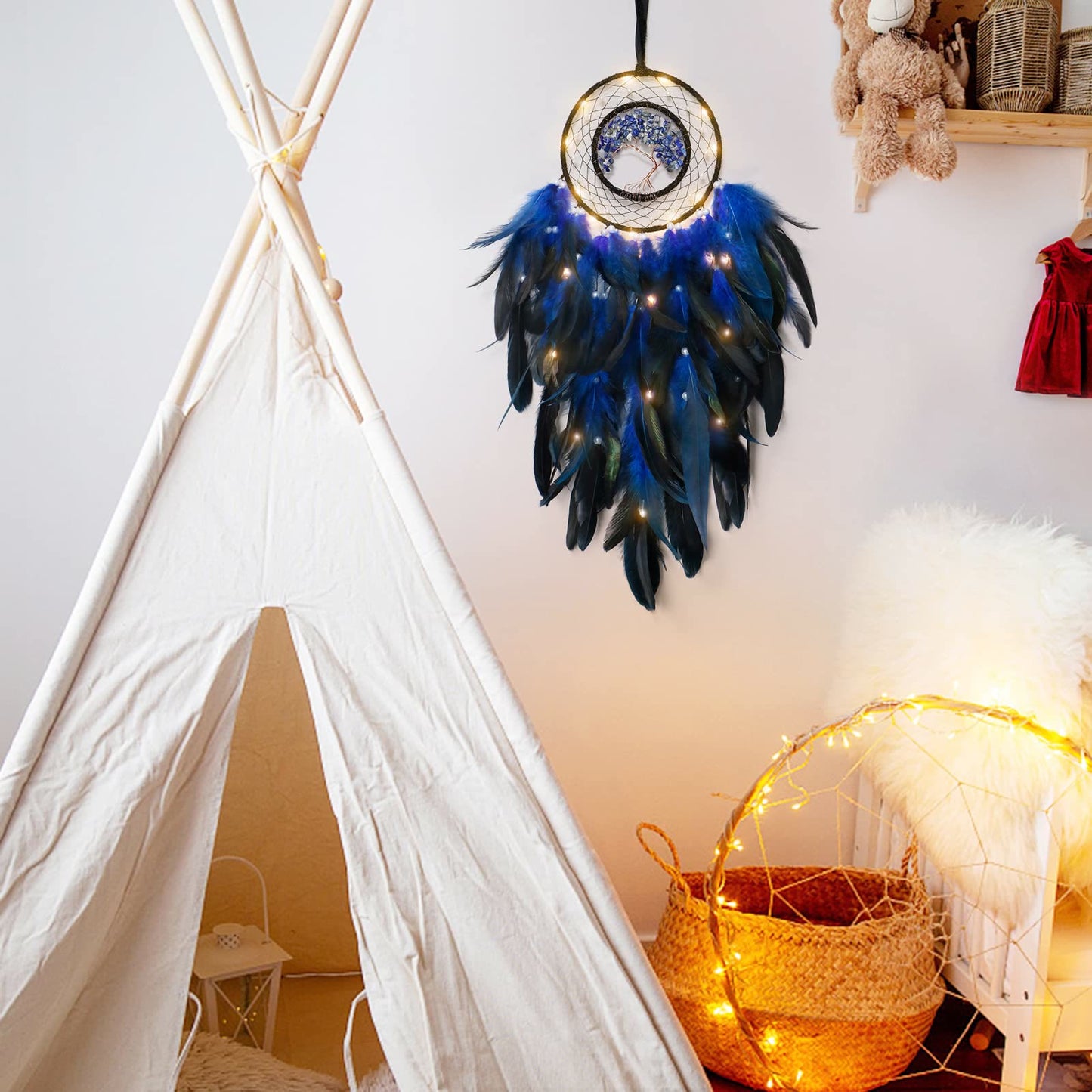 Avelena | Frendorf Kristall Lebensbaum Feder Glühen Traumfänger