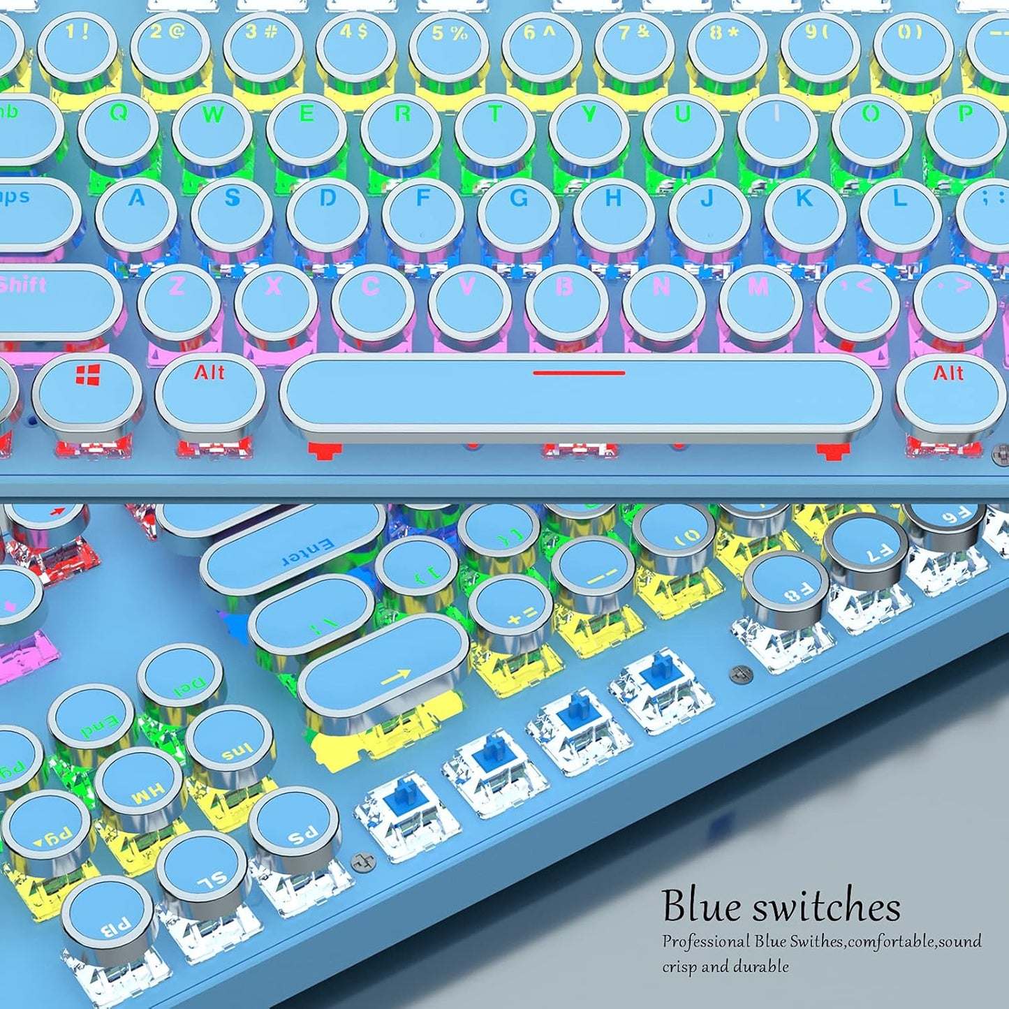 Avelena | 87-Tasten Mechanische Gaming-Tastatur RGB Hintergrundbeleuchtet Blaue Schalter