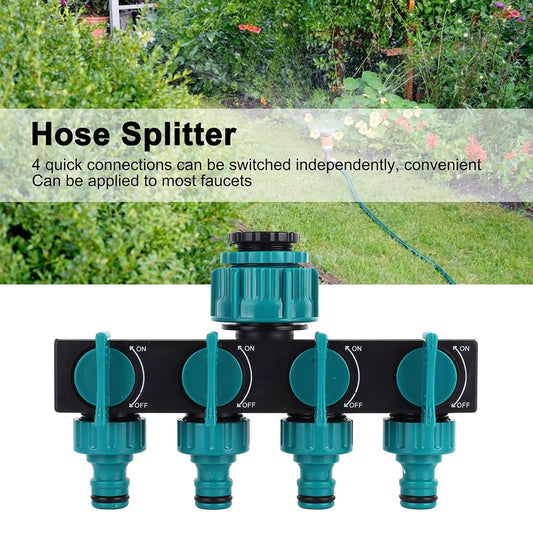 Avelena | Universeller 4-Wege Garten-Schlauchverteiler – Verstellbarer Wasserhahnverteiler