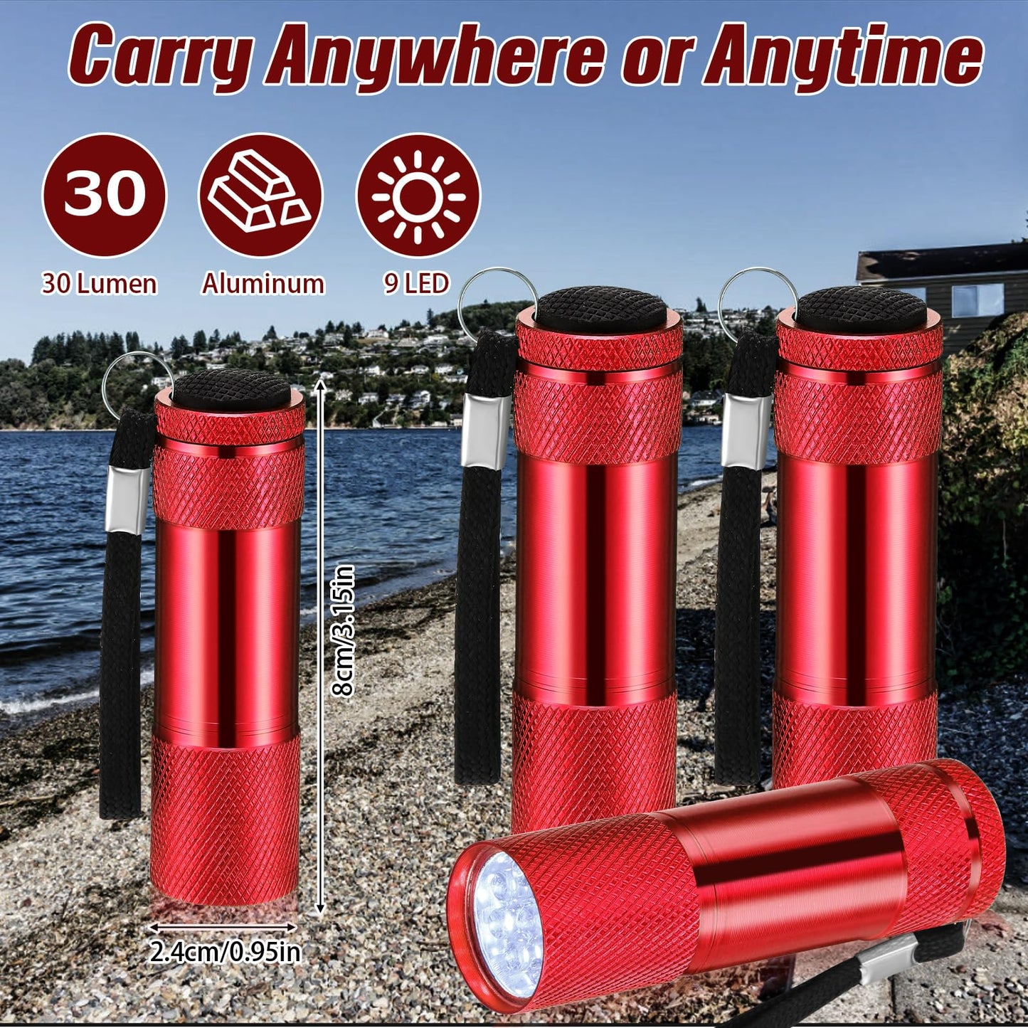 Avelena | Vihose Mini Taschenlampen 20 Stk Rot Led Handheld Aluminium Licht für Kinder Notfälle Camping