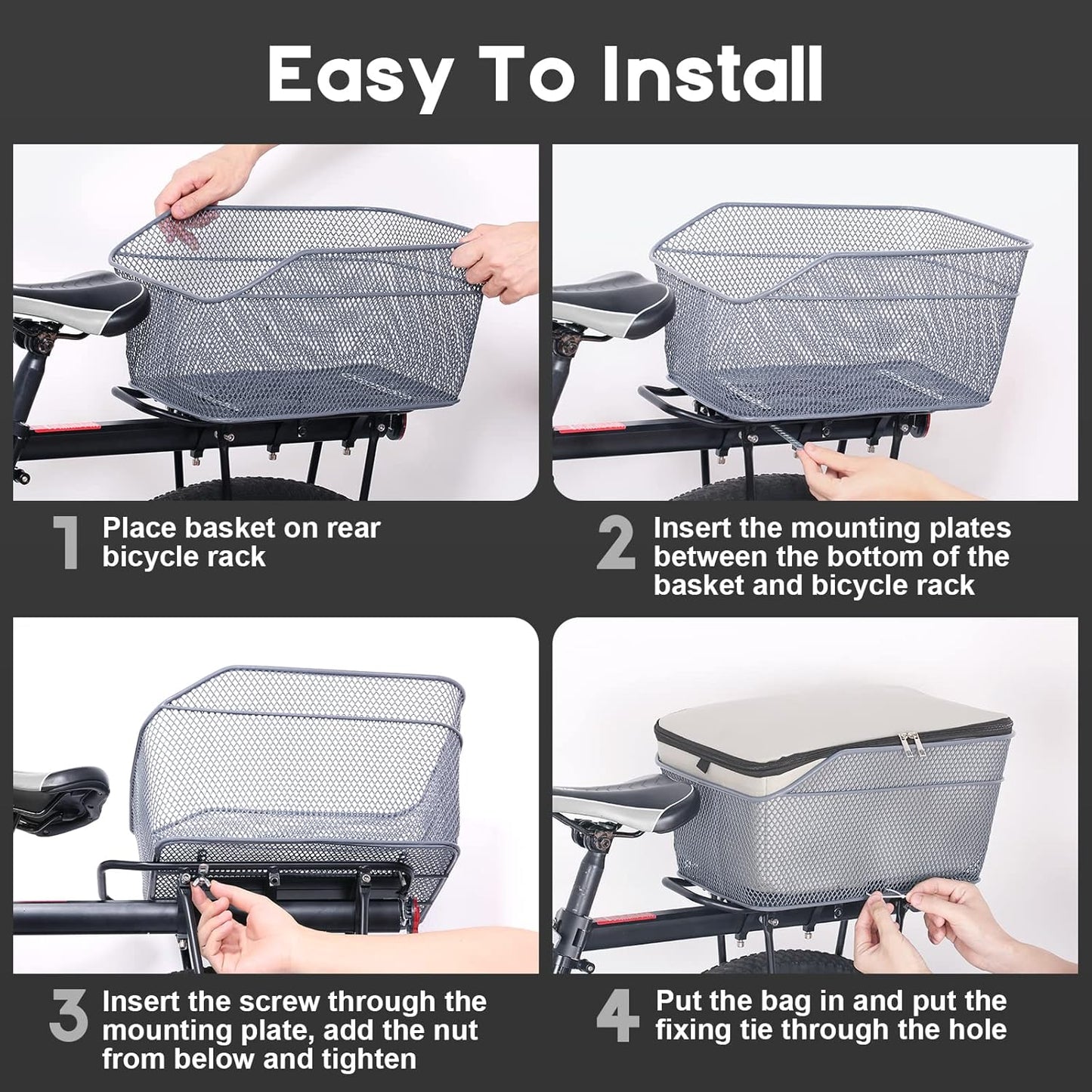 Avelena | Wasserdichter hinterer Fahrradkorb mit regendichtem Überzug – Velora