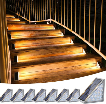 Avelena | Wasserdichte Solar LED Treppenbeleuchtung - Außenbeleuchtung für Treppen, Wege und Terrassen