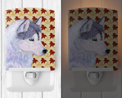 Avelena | Treasures Sibirischer Husky Keramik Nachtlampe, Herbstblätter, 6X4X3, Ul-Zertifiziert