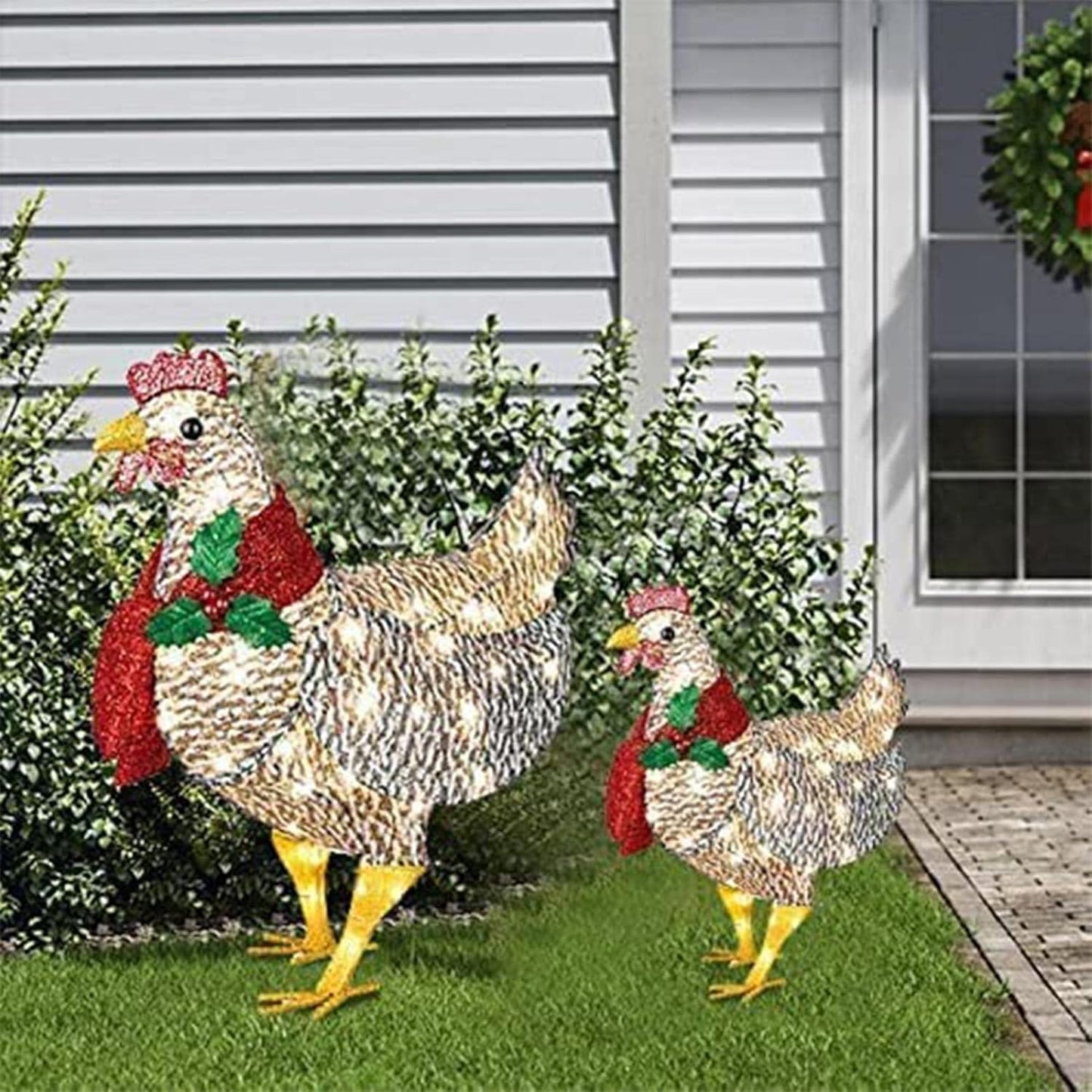 Avelena | WinterHen LED Huhn mit Schal – Leuchtende Weihnachtsdekoration für drinnen und draußen