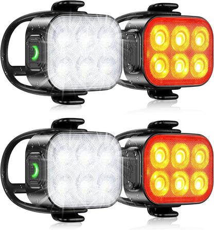 Avelena | Ultra Slim USB wiederaufladbares Fahrradlichtset mit 4+6 Modi – SlimBeam