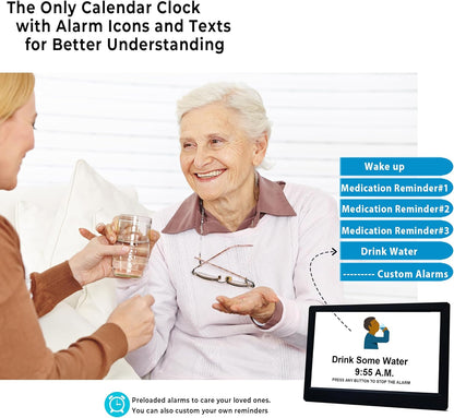 Avelena | 11,5-Zoll Digitaler Kalender Tagesuhr mit 19 Erinnerungen – Claryon