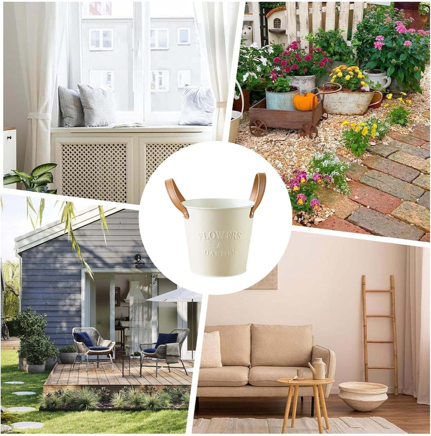 Avelena | Dekorative Pflanzenkübel mit Ledergriffen – Blumentöpfe für Zuhause und Garten