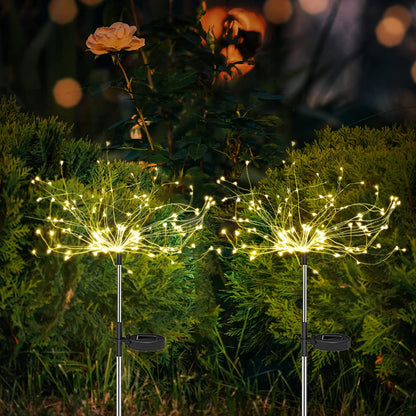 Avelena | 4 Stück Solar Feuerwerk Gartenlampen - Wetterfeste LED Dekorationsbeleuchtung, Solarenergie für Garten und Patio