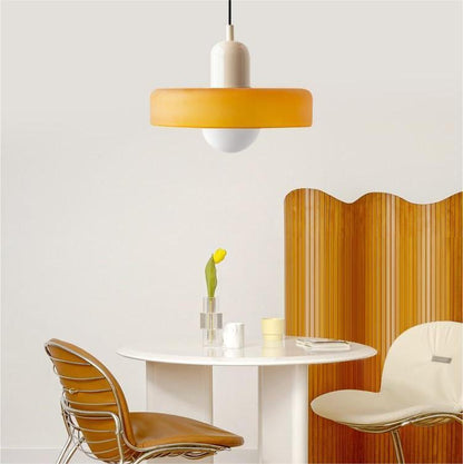 Avelena |  Pendelleuchte aus farbigem Glas | Elegante Hängeleuchte im Bauhaus-Stil | Designlampe für Wohnzimmer & Esszimmer