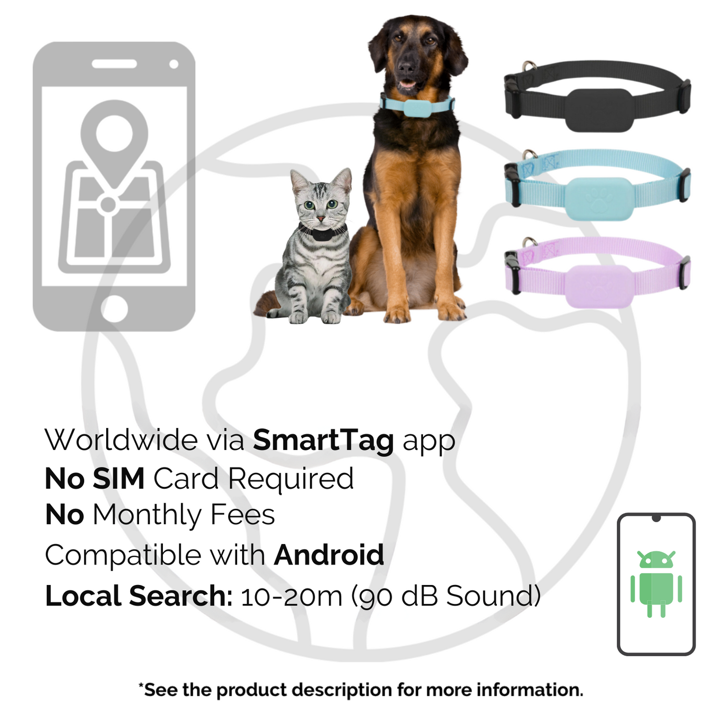 Avelena | AnimalTracker Mini – Smart Hund und Katze Bluetooth Halsband Tracker