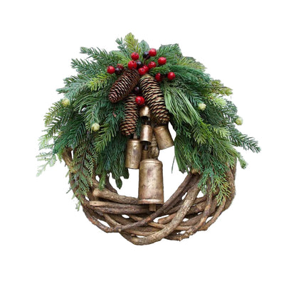 Avelena | Boho Weihnachtskranz mit Glocken | Tür- & Wanddekoration | Handgefertigt
