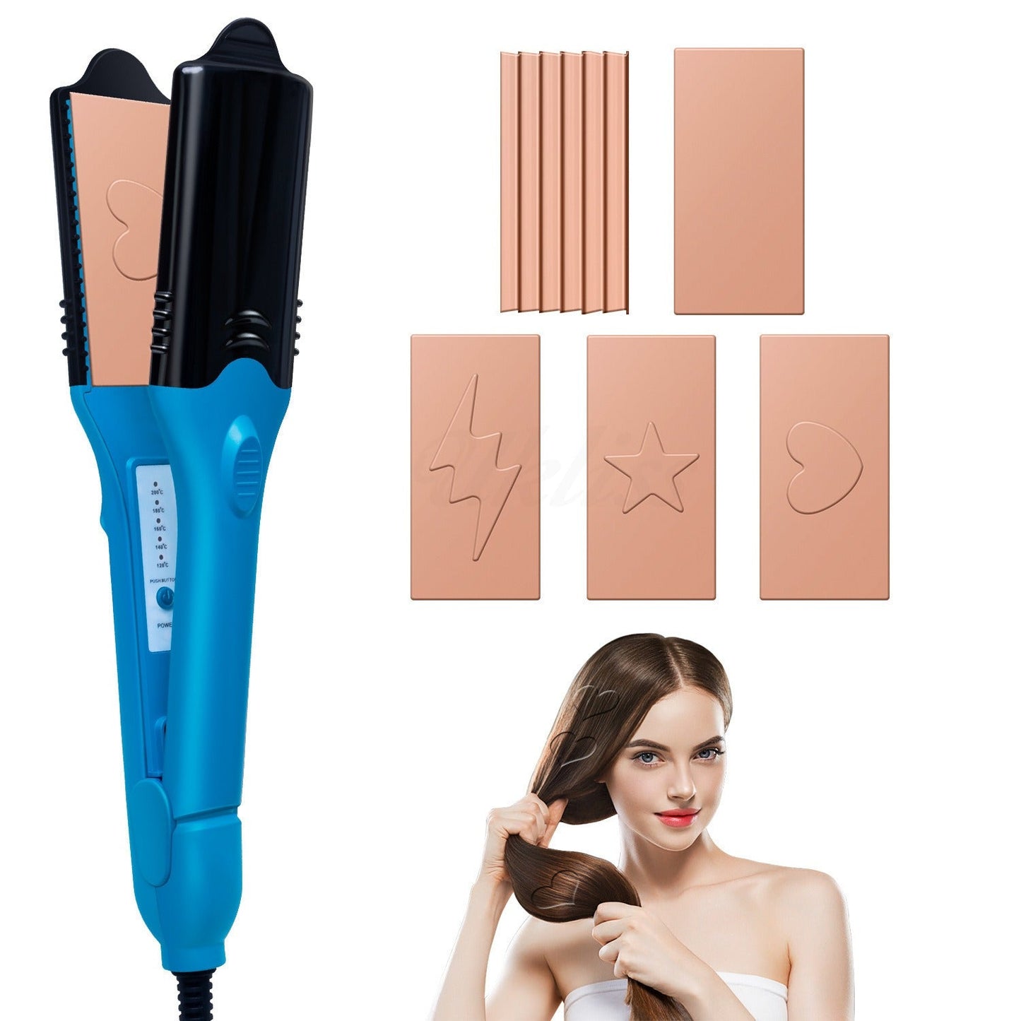 Avelena | 3D Haarabdruck 3D Haarpressgerät Haarglätter Elektrisches Glätten Lockenabdruck 3D Haarkräusler