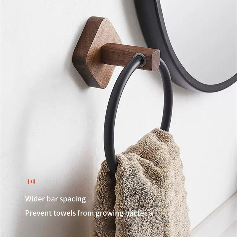 Avelena | Massivholz Handtuchstange mit Matt Schwarz Finish
