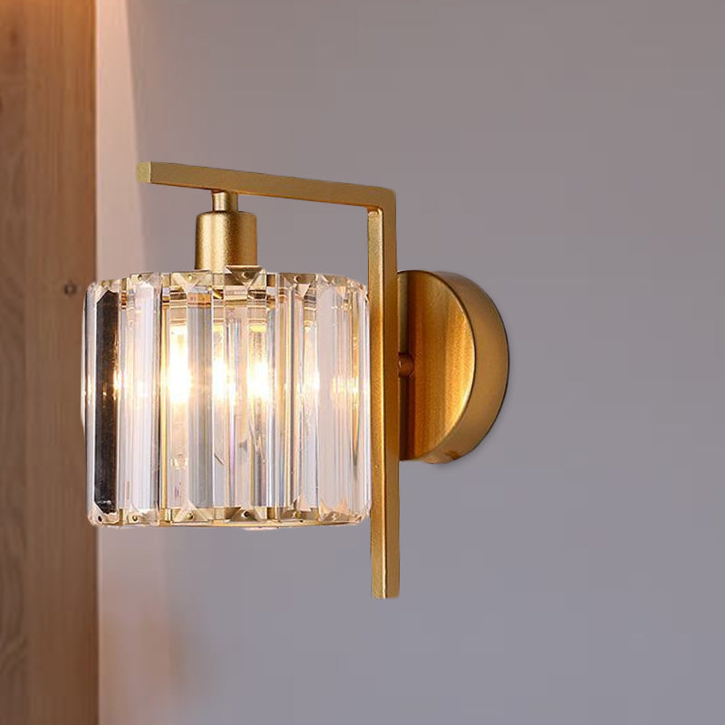 Avelena | Moderne Säulenwandleuchte 1-Glühbirne Klarer Kristall-Wandleuchte Beleuchtung In Gold für Das Schlafzimmer