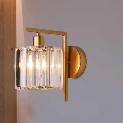 Avelena | Moderne Säulenwandleuchte 1-Glühbirne Klarer Kristall-Wandleuchte Beleuchtung In Gold für Das Schlafzimmer