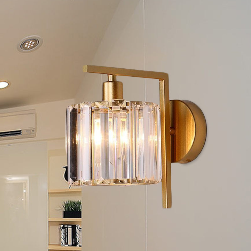 Avelena | Moderne Säulenwandleuchte 1-Glühbirne Klarer Kristall-Wandleuchte Beleuchtung In Gold für Das Schlafzimmer
