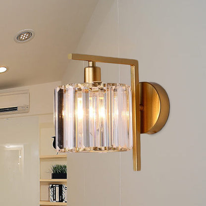 Avelena | Moderne Säulenwandleuchte 1-Glühbirne Klarer Kristall-Wandleuchte Beleuchtung In Gold für Das Schlafzimmer