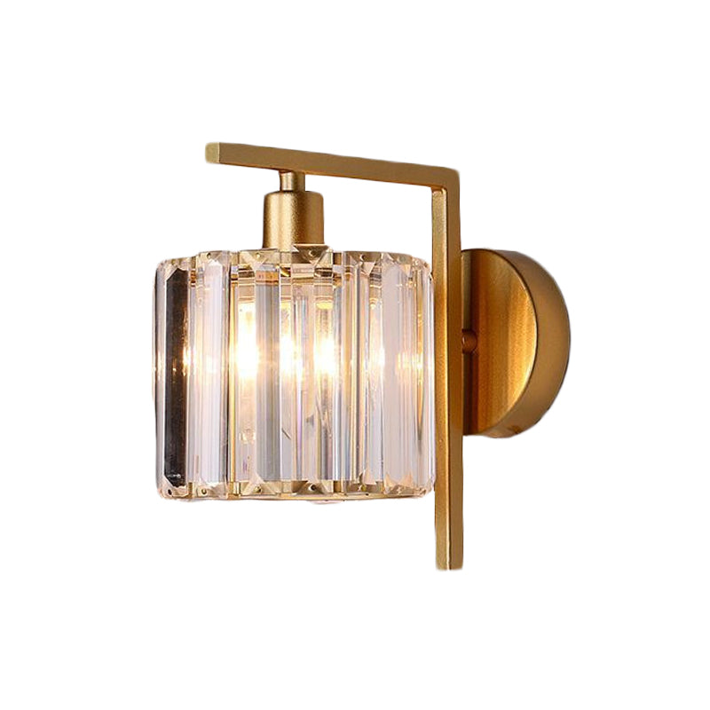 Avelena | Moderne Säulenwandleuchte 1-Glühbirne Klarer Kristall-Wandleuchte Beleuchtung In Gold für Das Schlafzimmer