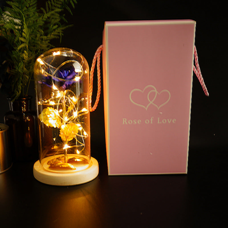 Avelena | Bewahrte Blumen Glasdeckel Goldfolie Rose