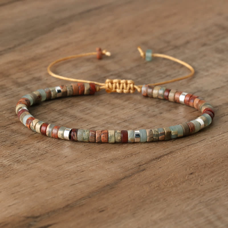 Avelena | Geflochtenes Armband mit 2,4 Mm Natursteinrollen Seraphina