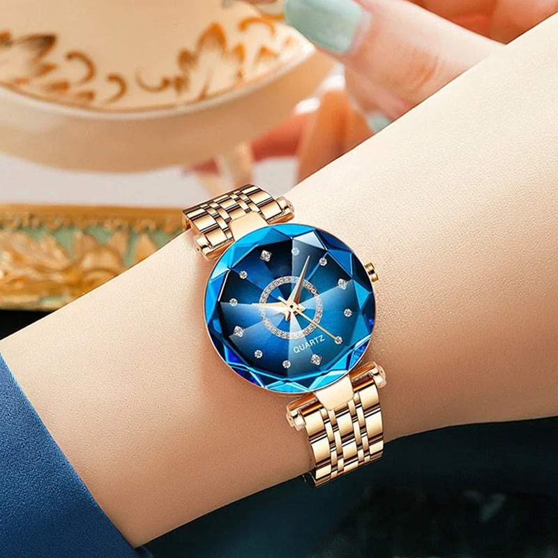 Avelena | Sternen Diamant Zifferblatt Damen Wasserdichte Uhr