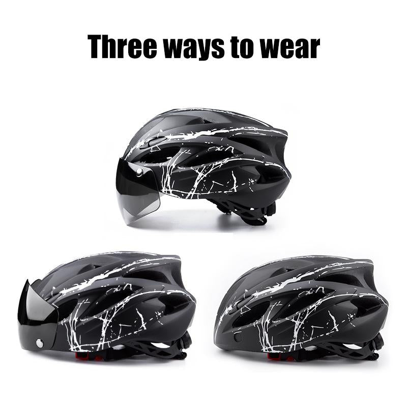 Avelena | Fahrradhelm mit Goggles Visier und Led-Rücklicht