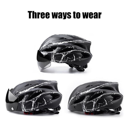 Avelena | Fahrradhelm mit Goggles Visier und Led-Rücklicht