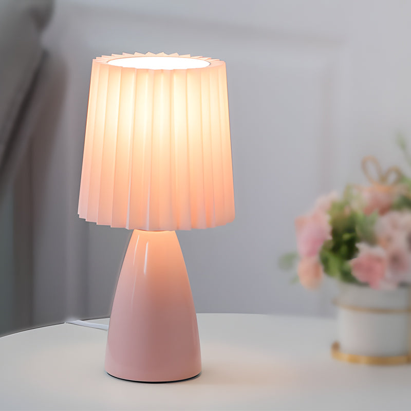 Avelena | Dimmable Desk Lamps | Glass Base with USB Port for Customizable Lighting in Home Office or Study | Pink Shade Lamp
