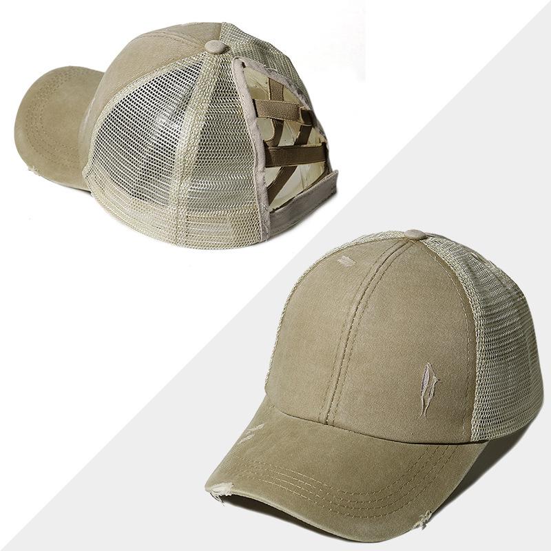 Avelena | Neue Mesh Cross Outout Pferdeschwanz Baseballcap