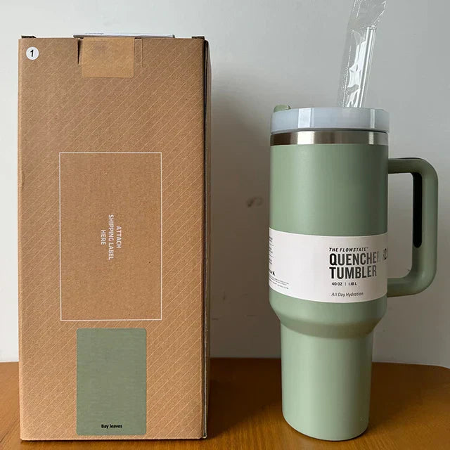 Avelena | Vakuumisolierte Tasse mit Deckel und Strohhalm Thermotumbler