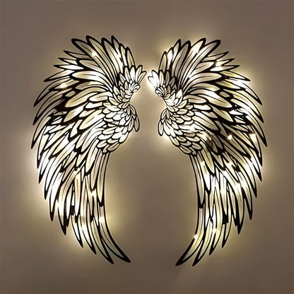 Avelena | 🌟🌟Metall Wandkunst mit Engel Flügeln und LED Lichtern