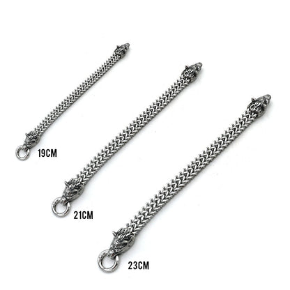 Avelena | Viking Edelstahl Doppel Wolf Kopf Fenrir Armband