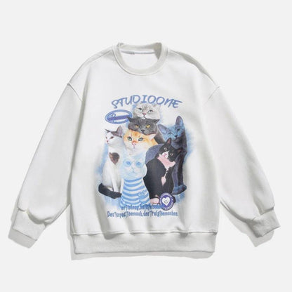 Avelena | Lässiges Sweatshirt mit Katzenmotiv aus Baumwolle