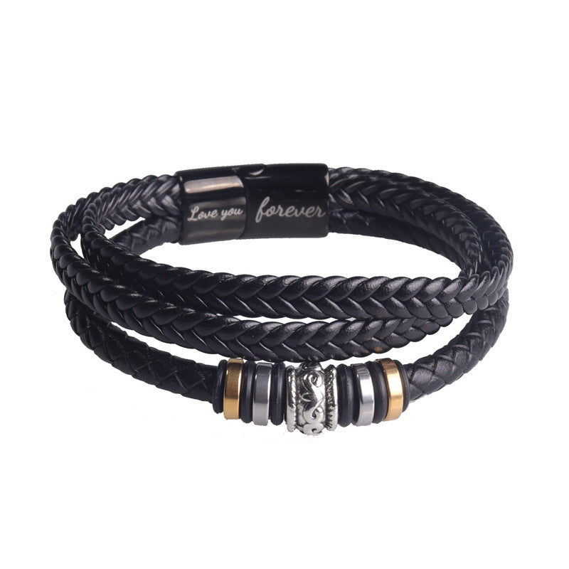 Avelena | für Meinen Sohn Armband – Klassisches Geflochtenes Lederarmband mit Graviertem Text, Magnetverschluss aus Edelstahl – Perfektes Geschenk für Männer