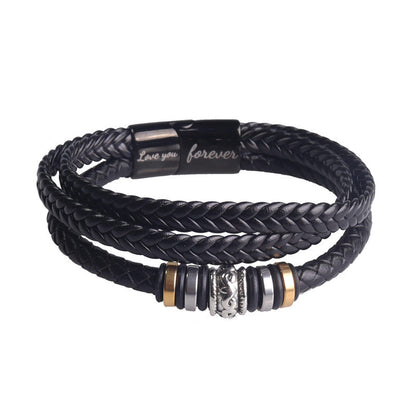 Avelena | für Meinen Sohn Armband – Klassisches Geflochtenes Lederarmband mit Graviertem Text, Magnetverschluss aus Edelstahl – Perfektes Geschenk für Männer