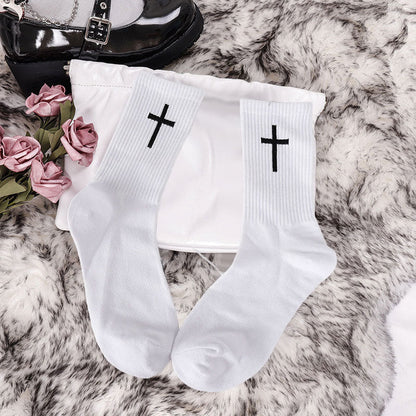 Avelena | Schwarze und weiße Kreuzsocken