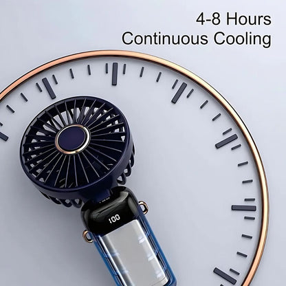 Avelena | Wiederaufladbarer tragbarer Mini Ventilator | 5-Stufen, 90-Grad verstellbar & leise für Büro, Zuhause & den Außeneinsatz