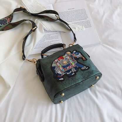 Avelena | Vintage Stickerei Elefant Tasche