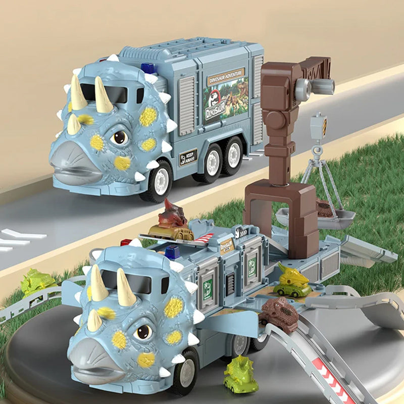 Avelena | Neues Dinosaurier Verwandlungs Technisches Lastwagen Schienen Spielzeug Set