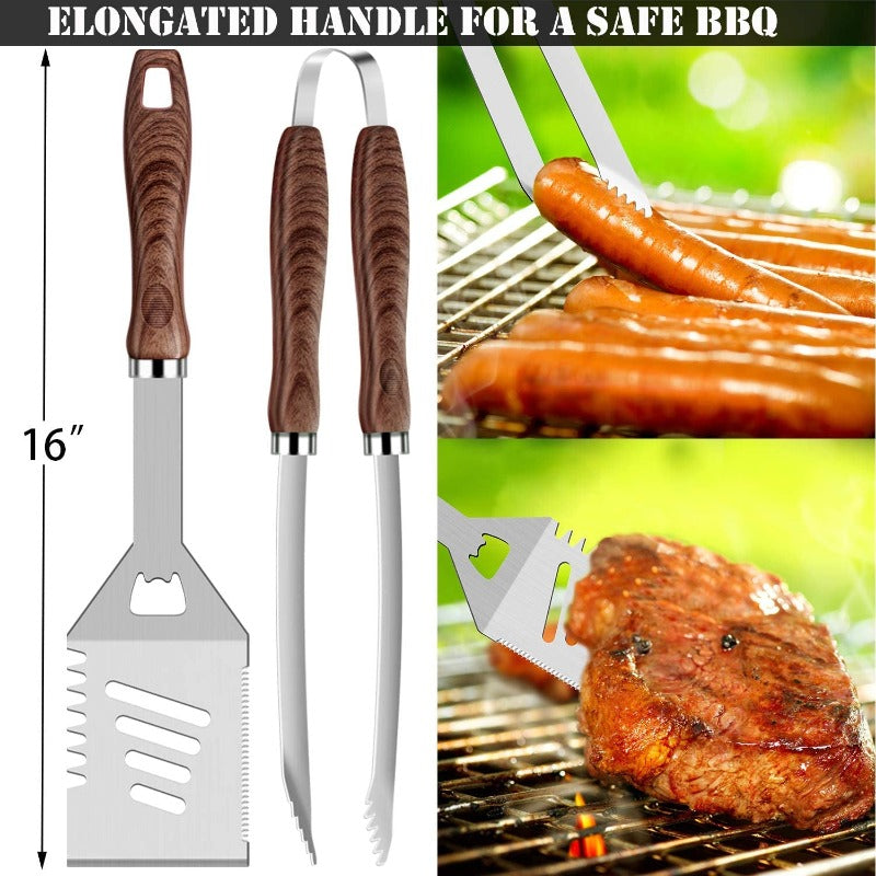Avelena | 26 Stück Grillzubehör Set - Edelstahl Schweres Bbq Werkzeug Mit Handschuhen Und Korkenzieher