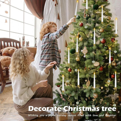 Avelena | Weihnachtsbaum LED-Kerzen Set | 12 Stück mit Fernbedienung & Timer | Warmweißes Flackern | Flameless & sicher